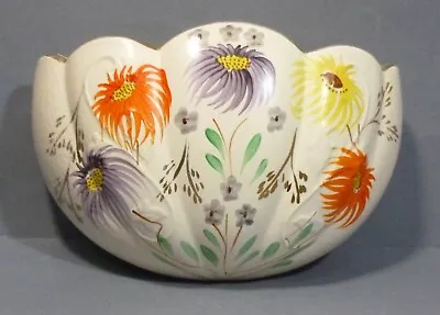 Buy Arthur Wood 1950's Wall Pocket Vase Floral Hand Painted Ribbed Pale Ivory Vtg • 29.99£