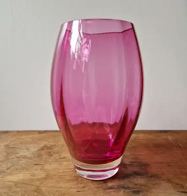 Buy Stylish Vintage Cranberry Crystal Glass Tulip Vase - Decorative Design • 8£