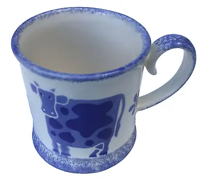 Buy Moorland Pottery Chelsea Works Blue Cow Design Mug - Spongeware • 15£