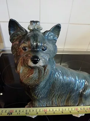 Buy Vintage Large Kingston Pottery Dog 10 Inch Yorkie Yorkshire Terrier Puppy Stamp • 10£