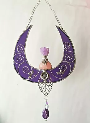 Buy Amethyst Angel Stained Glass Dragonfly Hanging Gemstone Suncatcher Mothers Day • 19.95£