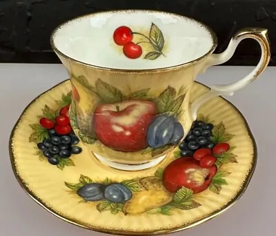 Buy Queen's Rosina China Co Ltd - Antique Fruit Series - Footed Tea Cup And Saucer • 25£