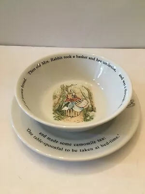 Buy Wedgwood China Peter Rabbit Child's Bowl & Plate Made In England • 26.54£