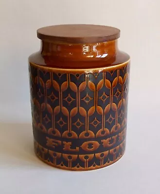 Buy Vintage Retro Hornsea Pottery Flour Jar  With Wooden Lid Heirloom Design 20cm • 12.99£
