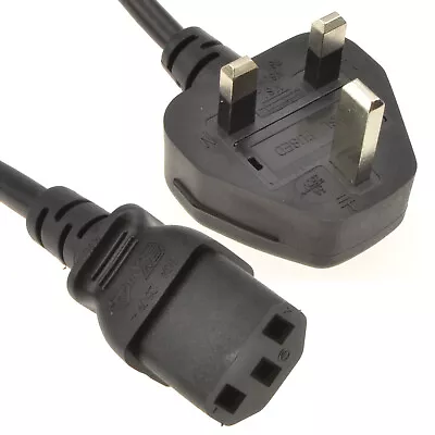 Buy Power Cord UK Plug To IEC Cable (PC Mains Kettle Lead) C13 1m/2m/3m/5m/10m Lot • 8.29£