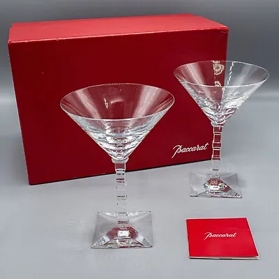 Buy Baccarat France Crystal Cube Martini Glass Thomas Bastide Artist Signed Pair • 592.72£