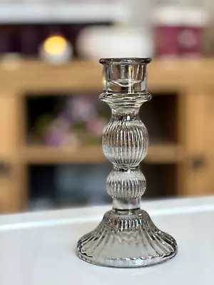 Buy Grey Taper Candle Holder Glass Tall Vintage Table Tabletop Party Dinner Home • 5.99£