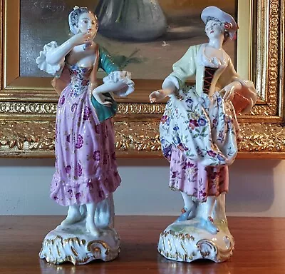Buy Two Fine Ede Samson Attributed Porcelain Lady Figurines In Dresden Meissen Style • 75£