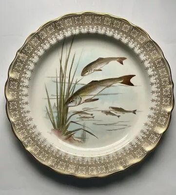 Buy Vintage Royal Worcester Vitreous 9” Scalloped Gold Trim Rim Fish Plate~ W3503 • 18.97£