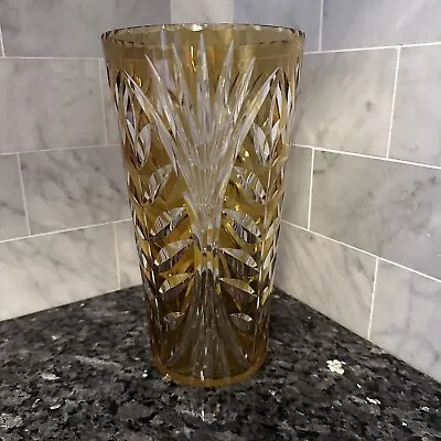 Buy Large Antique Art Deco Yellow Cut To Clear Vase Possibly Lead Crystal • 61.75£