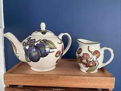 Buy Staffordshire Tableware Autumn Fayre Teapot Milk Jug Fruit Pattern England • 25£
