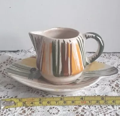 Buy Vintage Dee Cee West Country Pottery Mint Sauce Jug And Saucer • 13£