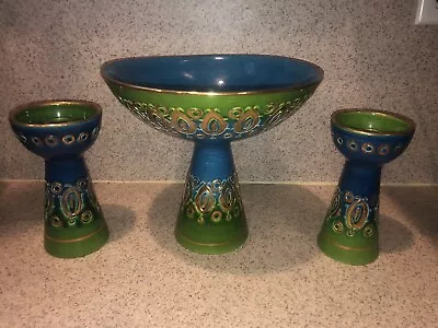 Buy Mid-Century Retro, Gold, Blue & Green Italian Netter Bitossi Aldo Londi Pottery • 378.54£