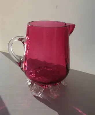 Buy Vintage Cranberry Glass Cream Jug • 6£