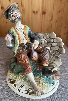 Buy Large Rare Capodimonte Drunken Man Male Tramp Sitting Sat Bench Figurine 10.5” • 74.95£
