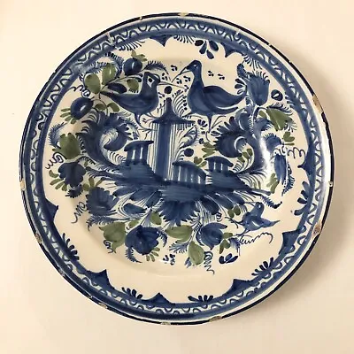 Buy Antique 18th Century Delft ? Earthenware Tin Glazed Bowl Plate (Signed AS.) • 39.99£