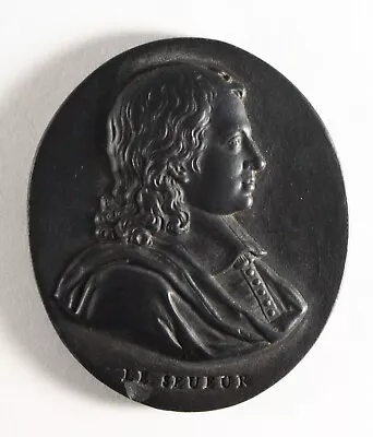 Buy = 18th C.  Wedgwood Black Basalt Medallion Cameo Portrait Of LE SEUEUR, Eustache • 439.22£