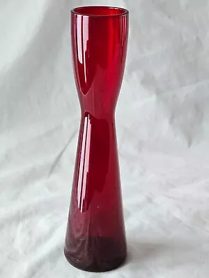 Buy Mid Century Modern Scandinavian Red Art Glass Vase. • 32£