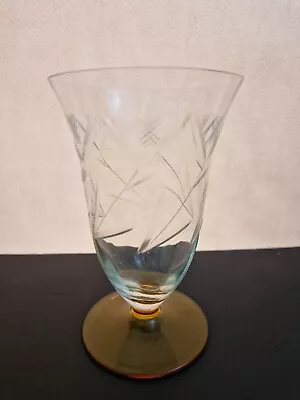Buy UNBRANDED THOMAS WEBB? ~AMBER WAVY ETCHED~ Art Deco Stemless Cocktail Glass • 10£