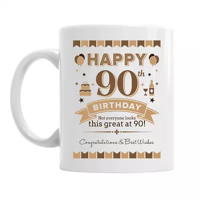 Buy 90th Birthday Happy Gift Present Idea For Men Dad Male Keepsake 90 Coffee Mug • 9.95£