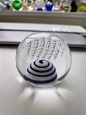 Buy Ink Blue Striped Glass Paperweight (Small Chip) • 5£