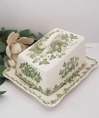 Buy Vintage Masons Ironstone Cheese Dish In The Green Fruit Basket Pattern • 28£