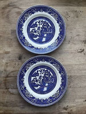 Buy Vintage Alfred Meakin Old Willow Pattern - 2x Plates - W 17.5cm. • 4£