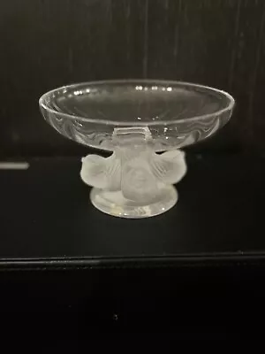 Buy Lalique Clear Crystal NOGENT MINT DISH W/Frosted Birds Pedestal, Footed, 5 1/2”D • 192.14£