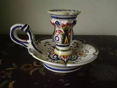 Buy French Rouen Faience Pottery Earthenware Candle Holder Chamberstick • 25£
