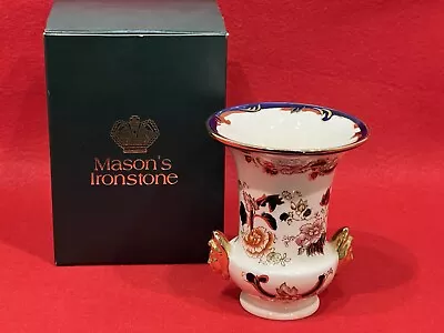 Buy Masons Blue Mandalay Handled Face Mask Vase Gold Gilt 5” Boxed Present Gift • 18.99£