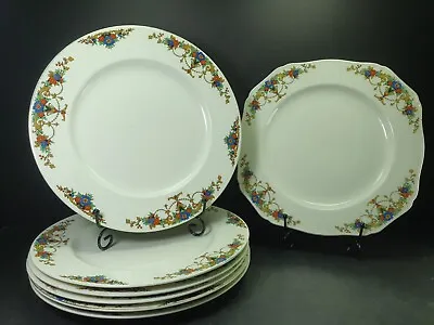 Buy Antique Alfred Meakin Pottery 6x Dinner Plates Cake Plate Floral Garland • 65£