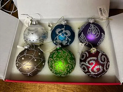 Buy Lenox Glass Blown Ball Christmas Ornaments Set Of 6 • 71.15£
