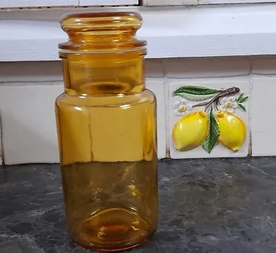 Buy Large Mustard Coloured Glass Storage Jar - Vintage • 12£