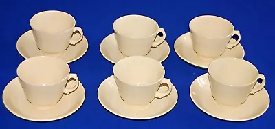 Buy Woods Ware Set 6 Jasmine Yellow Cups And Saucers, Vintage Utility Ware, • 19.99£