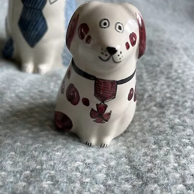 Buy Rye Pottery Puppy Dog Burgundy Red With Cross & Spot Design Collectable  • 29£
