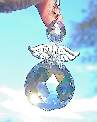 Buy Very Large 3 Inch  Hanging Guardian Crystal Angel Suncatcher Feng Sui Xmas Tree  • 9.99£