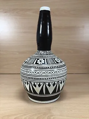 Buy Vintage Hand Thrown Painted Pottery Vase Glazed Retro Geometric Pattern Cyprus • 14.99£