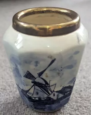 Buy Delft Blue And White Pot With Windmill • 7£