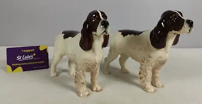 Buy Vintage Beswick Dog Cocker Spaniel Pair Of Figurines White & Brown 19 X 14 Cm • 34.99£