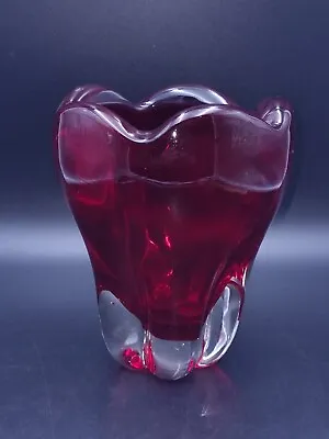 Buy Whitefriars Ruby Red Glass Cased Tooth Vase By William Wilson • 39.90£