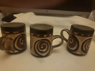 Buy Vintage Briglin Studio Pottery Set Of 3 Cups & Mid Century Modern Coffee Mugs • 19.90£