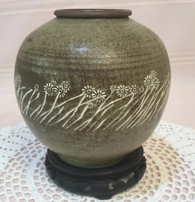 Buy Korean Asian Studio Art Pottery  Vase Celadon Glazed Floral Pot Signed 6” Tall • 33.18£
