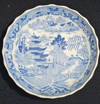 Buy An Antique Early 19thC Saucer Dish In Blue & White Willow Pattern C1815 • 15£