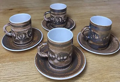 Buy Cinque Ports Pottery The Monastery Rye 4x Coffee Espresso Cups & Saucers Vintage • 11.99£