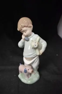 Buy Nao Lladro Figurine Boy On Telephone With Bear & Dog Figurine 7.5  In Height • 4.99£