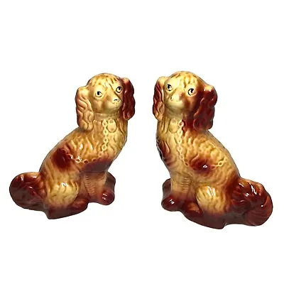Buy Pair Of Vintage Staffordshire Style Spaniel Dogs Ceramic Figure Sculpture • 29.99£