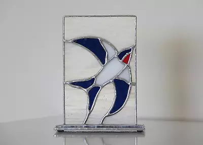 Buy Freestanding Stained Glass Flying Swallow Bird Panel Suncatcher Gift/Ornament • 55£
