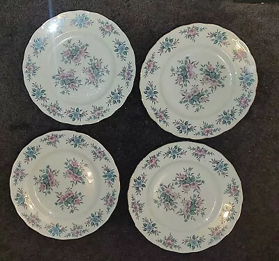 Buy Colclough Coppelia Vintage Bone China Dinner Plates X 4 (pink & Blue Floral) • 12.50£