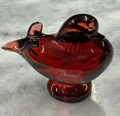 Buy Baccarat Crystal France Ruby Red Mandarin Duck Bird Paperweight Mint Condition • 118.54£