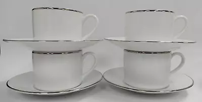 Buy Royal Worcester Classic Platinum Porcelain Cups & Saucers X4 1998 E8 P746 • 5.95£
